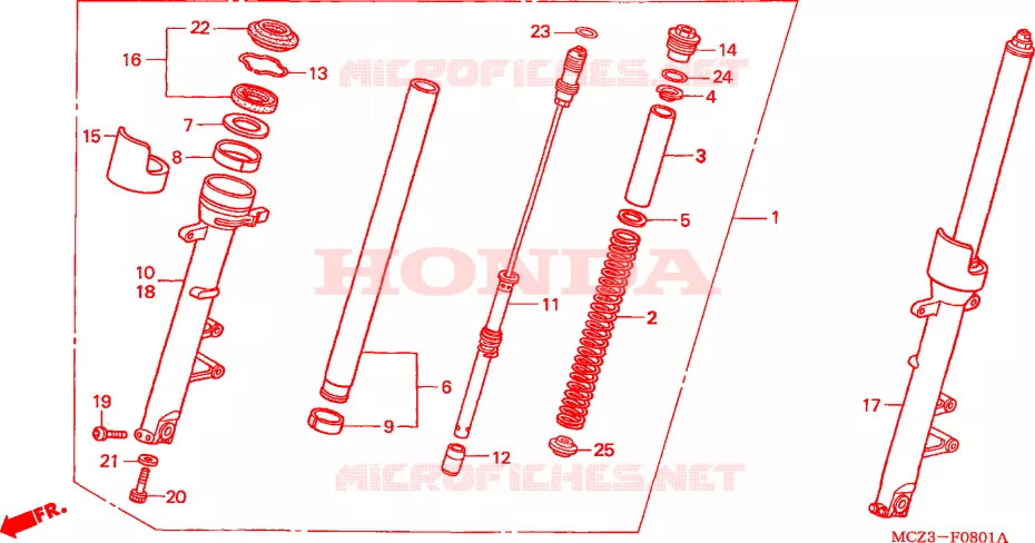FOURCHE (CB900F4/5/6/7) Honda MOTO 900 HORNET 2007  CB900F5