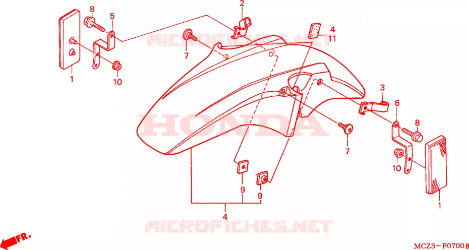 GARDE BOUE AVANT Honda MOTO 900 HORNET 2004  CB900F4