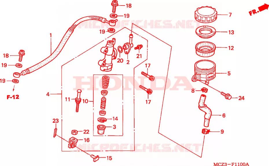 MAITRE-CYLINDRE DE FREIN ARRIERE Honda MOTO 900 HORNET 2005  CB900F4