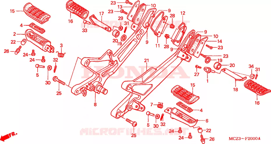 REPOSE PIED Honda MOTO 900 HORNET 2003  CB900F3_A