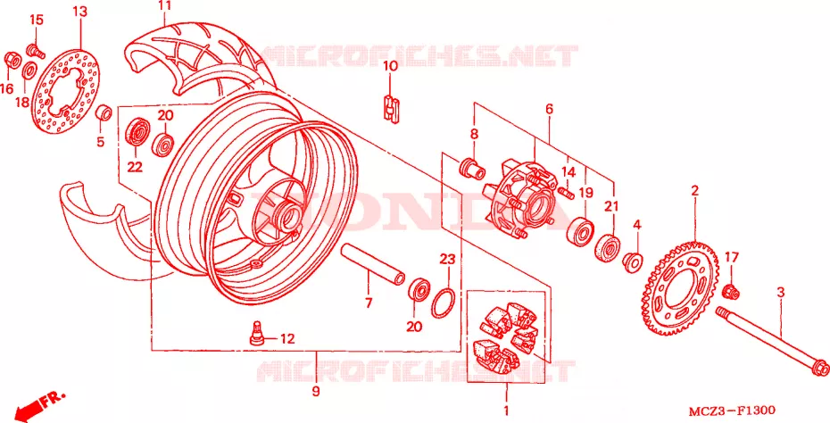 ROUE ARRIERE Honda MOTO 900 HORNET 2003  CB900F3_A