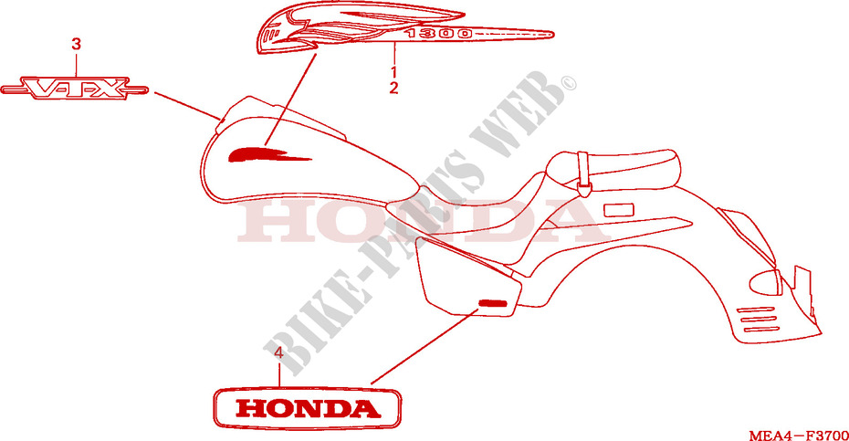 AUTOCOLLANTS pour Honda VTX 1300 S RETRO 2003
