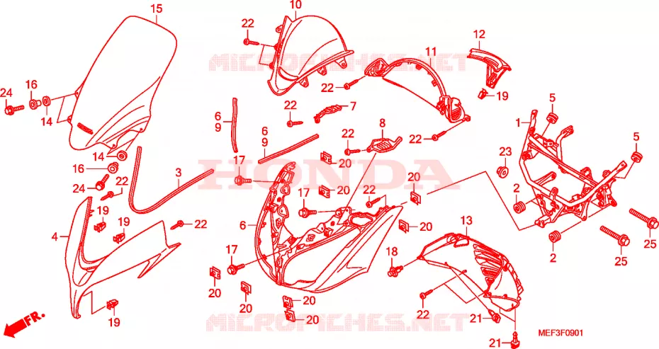 GAINE DE PROTECTION AVANT(FJS400D9/FJS400A) Honda SCOOTER 400 SILVERWING 2014  FJS400D9