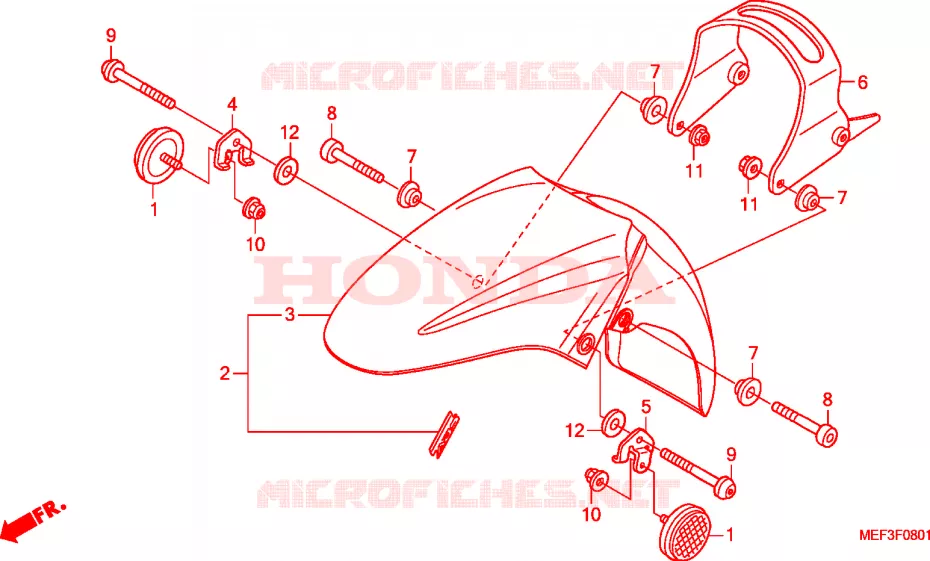GARDE BOUE AVANT(FJS400D9/FJS400A) Honda SCOOTER 400 SILVERWING 2010  FJS400D9