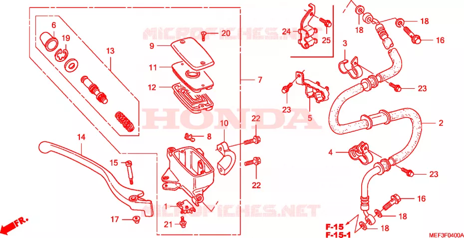 MAITRE CYLINDRE DE FREIN AVANT Honda SCOOTER 400 SILVERWING 2012  FJS400D9