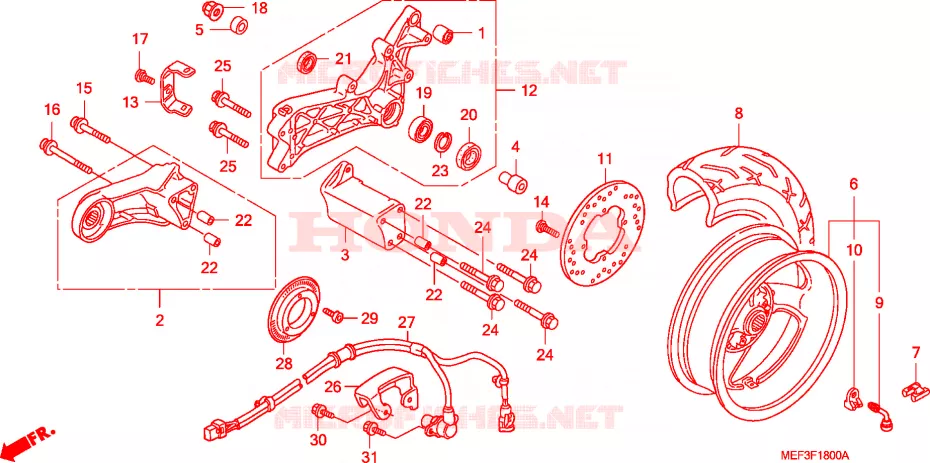 ROUE ARRIERE Honda SCOOTER 400 SILVERWING 2009  FJS400D9