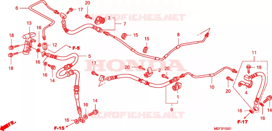 TUYAUTERIE FREIN ARRIERE(FJS400D8) Honda SCOOTER 400 SILVERWING 2008  FJS400D8
