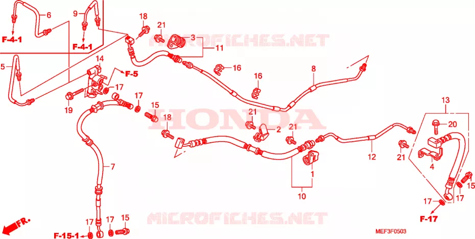 TUYAUTERIE FREIN ARRIERE(FJS400D9/FJS400A) Honda SCOOTER 400 SILVERWING 2014  FJS400D9