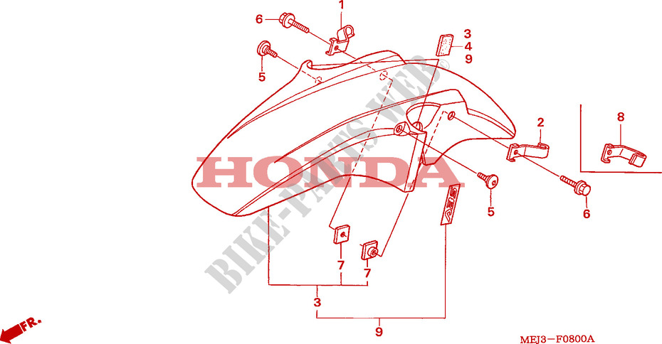 GARDE BOUE AVANT pour Honda CB 1300 ABS FAIRING 2005