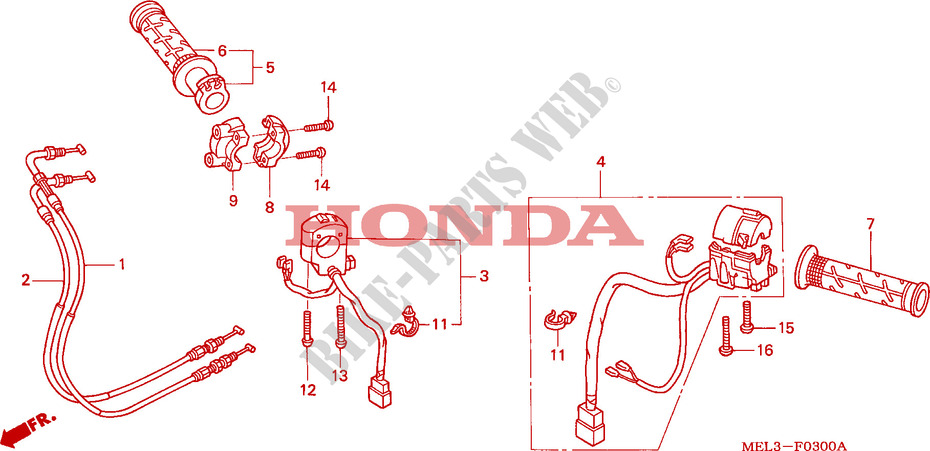 COMMODO   LEVIER   CABLE pour Honda CBR 1000 RR FIREBLADE 2006