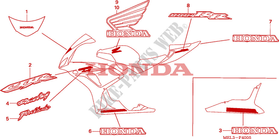 RAYURE/MARQUE(6) pour Honda CBR 1000 RR FIREBLADE 2006