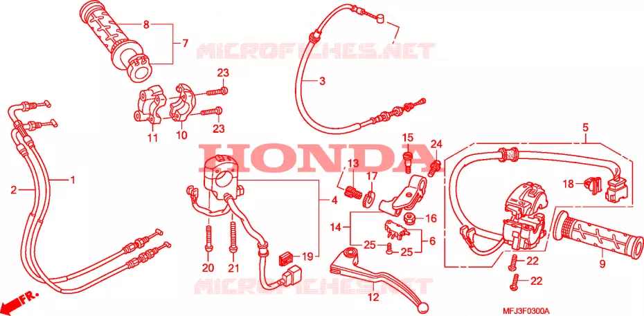LEVIER DE GUIDON - CABLE - COMMODO Honda MOTO 600 CBR 2009  CBR600RA9