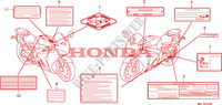 ETIQUETTE DE PRECAUTIONS(1) pour Honda CBR 1000 RR FIREBLADE TRICOLORE 2010