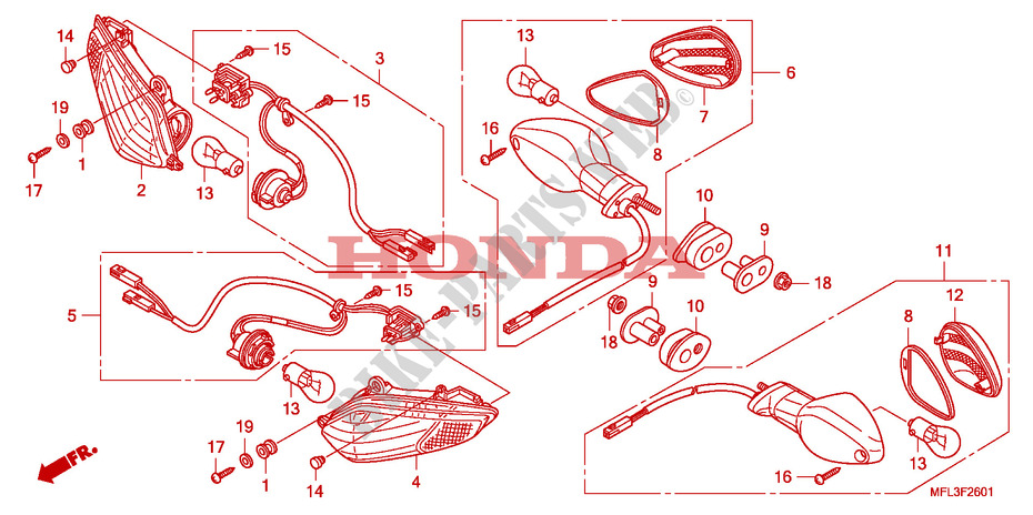 CLIGNOTANT(CBR1000RR9,A,B/RA9,A,B) pour Honda CBR 1000 RR FIREBLADE ABS BLACK 2011