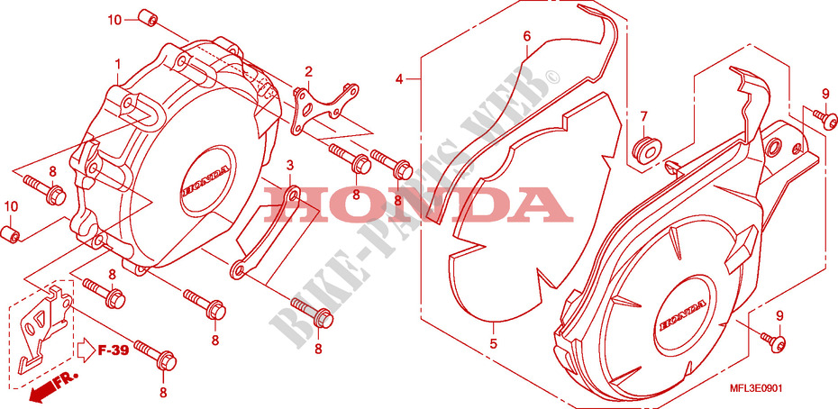 COUVERCLE DE GENERATEUR C.A.(CBR1000RA) pour Honda CBR 1000 RR FIREBLADE ABS NOIRE 2011