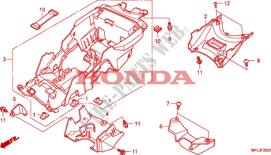 GARDE BOUE ARRIERE(CBR1000RA) pour Honda CBR 1000 RR FIREBLADE ABS PRETO 2011
