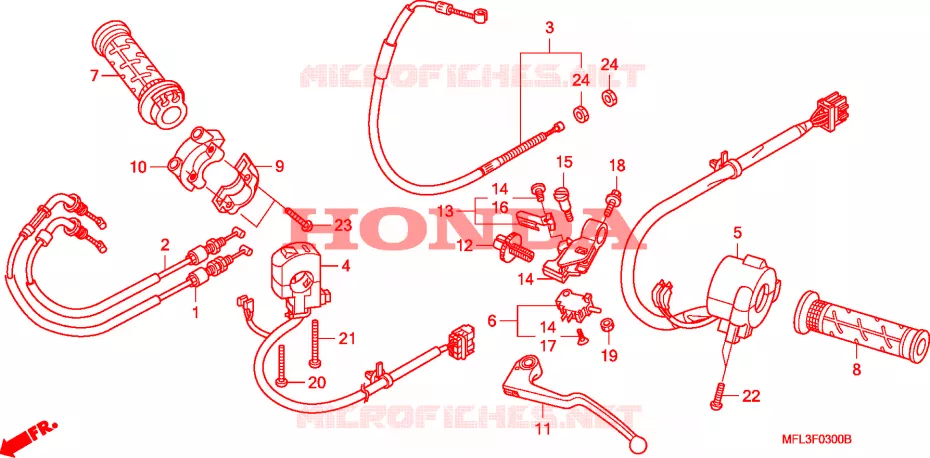 LEVIER DE GUIDON - CABLE - COMMODO Honda MOTO 1000 CBR 2010  CBR1000RRA