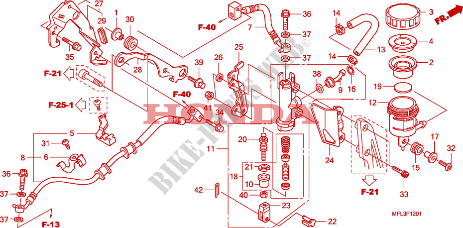 REAR BRAKE MASTERCYLINDER(CBR1000RA) pour Honda CBR 1000 RR FIREBLADE ABS 2010