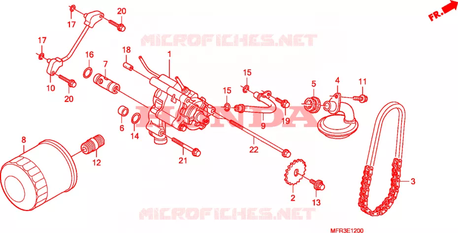 FILTRE A HUILE - POMPE A HUILE Honda MOTO 1300 VT 2011  VT1300CXA
