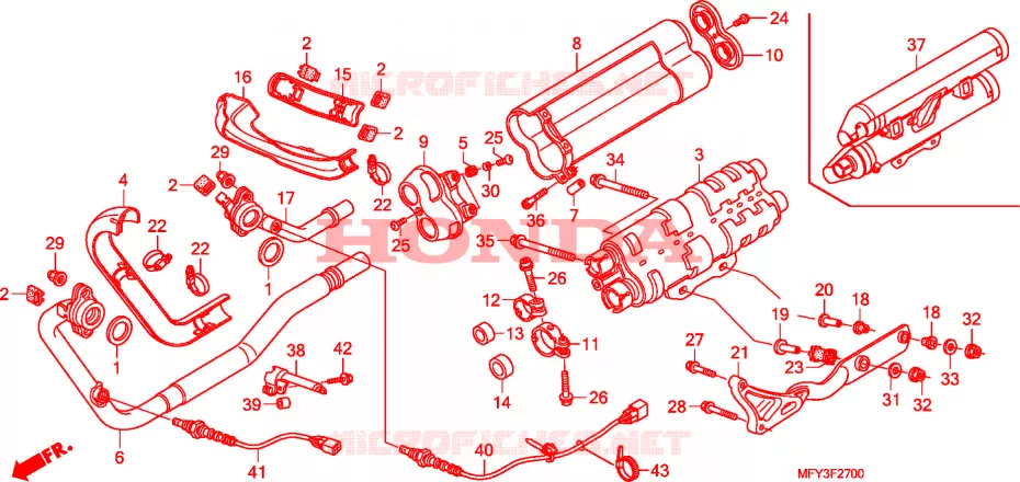 SILENCIEUX D'ECHAPPEMENT Honda MOTO 1300 VT 2011  VT1300CRAB