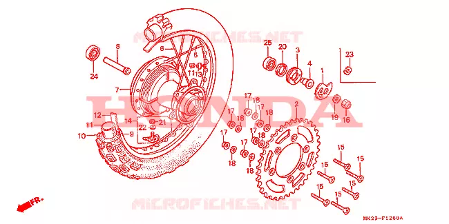 ROUE ARRIERE Honda MOTO 600 XR 1987  XR600RG