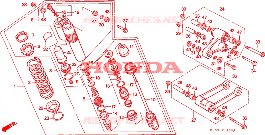 COUSSIN ARRIERE(CR500RL) Honda MOTO 500 CR 1990  CR500RL