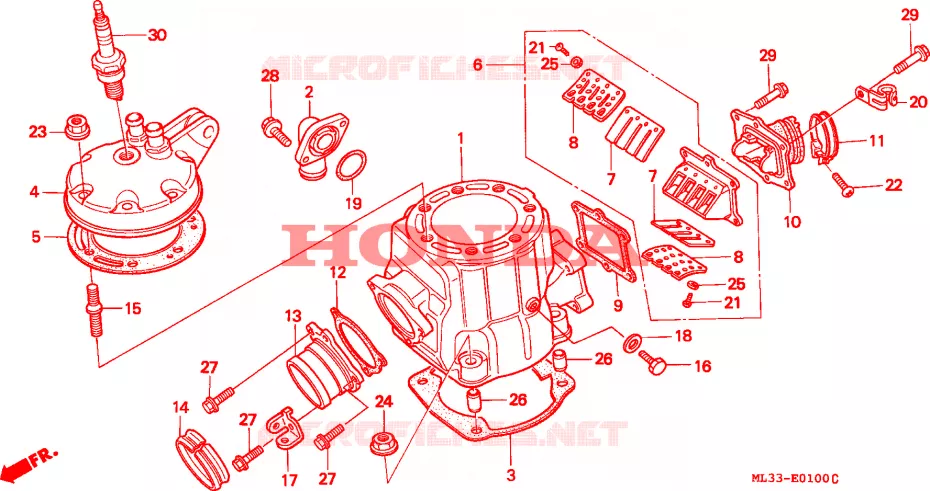 CULASSE - CYLINDRE Honda MOTO 500 CR 1995  CR500RS