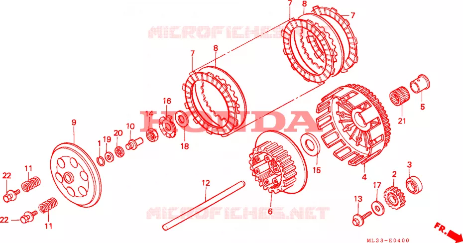 EMBRAYAGE Honda MOTO 500 CR 1992  CR500RN
