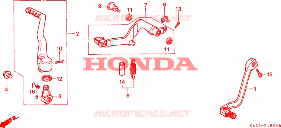 SELECTEUR - PEDALE DE FREIN - KICK Honda MOTO 500 CR 1990  CR500RL