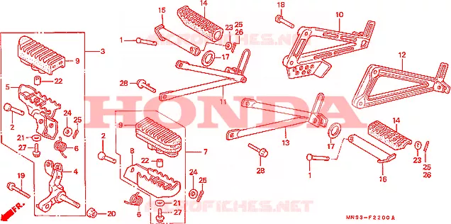 REPOSE PIED Honda MOTO 650 NX 1990  NX6502L