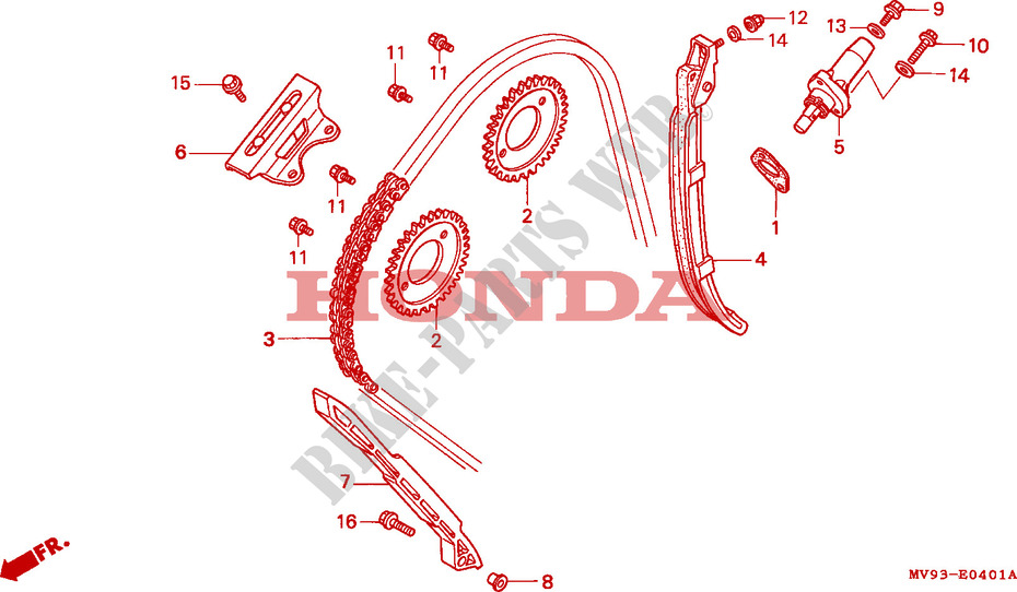 CHAINE A CAMES/TENDEUR(2) pour Honda CBR 600 F 34HP 1995