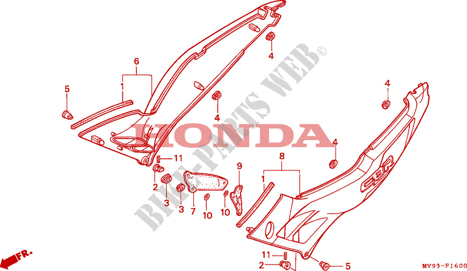 COUVERCLES LATERAUX pour Honda CBR 600 1996