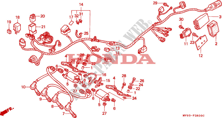 FAISCEAU DES FILS pour Honda CBR 600 F2 SUPER SPORT 1992