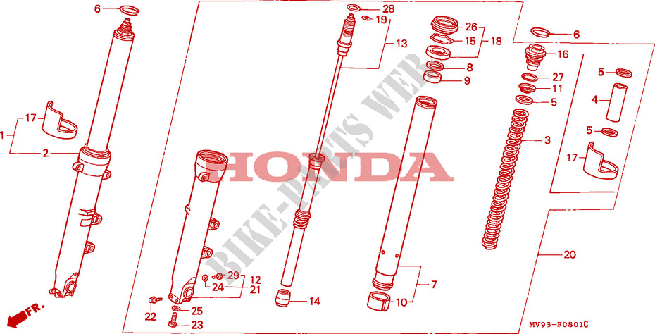 FOURCHETTE AVANT(2) pour Honda CBR 600 F2 1994