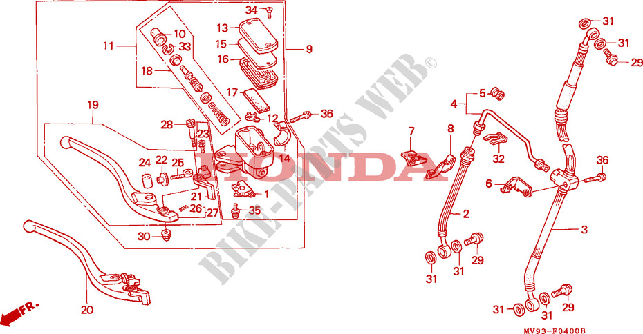MAITRE CYLINDRE DE FREIN AVANT pour Honda CBR 600 F2 1994