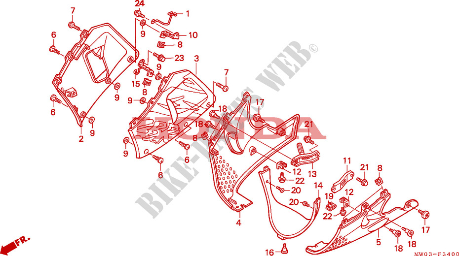 CARENAGES INFERIEUR pour Honda CBR 900 FIREBLADE 1995