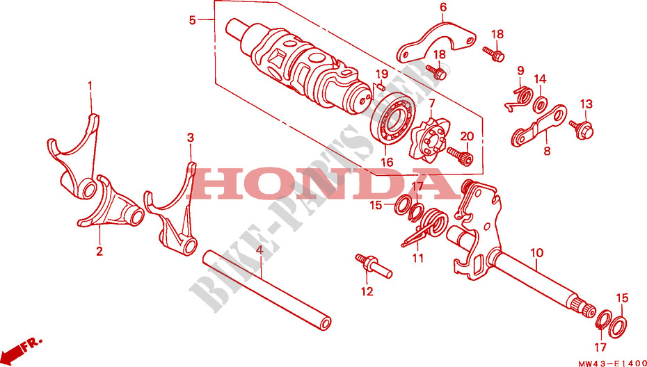 BARILLET DE SELECTION pour Honda RC45 RVF 750 1994