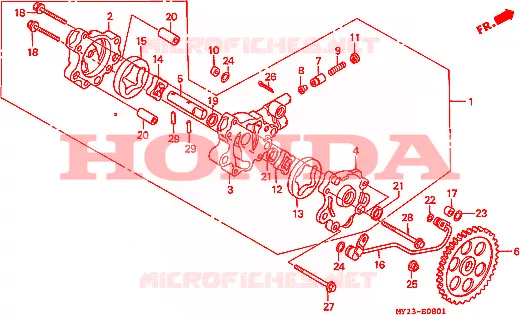 POMPE A HUILE (NX500P/R/NX650P/R) Honda MOTO 500 NX 1994  NX500R