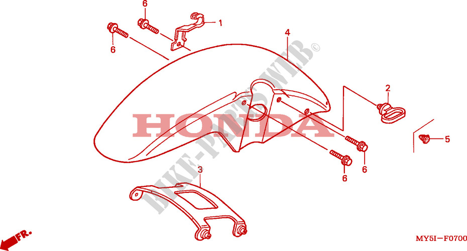 GARDE BOUE AVANT pour Honda CB 500 2001