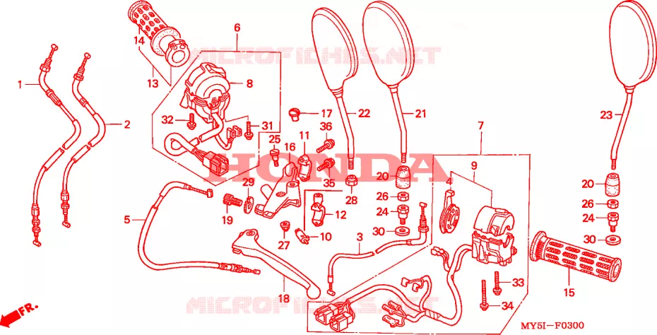 LEVIER DE GUIDON - CABLE - COMMODO Honda MOTO 500 CB 2002  CB500S2