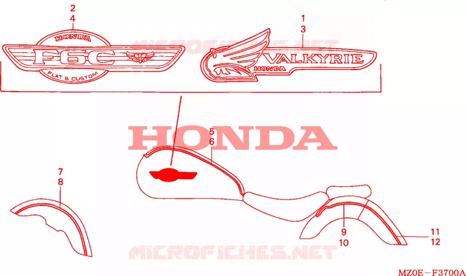 AUTOCOLLANTS Honda MOTO 1500 GOLD-WING 2003  GL1500CD3