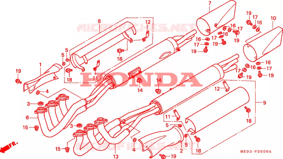 SILENCIEUX D'ECHAPPEMENT Honda MOTO 1500 GOLD-WING 2000  GL1500CTY