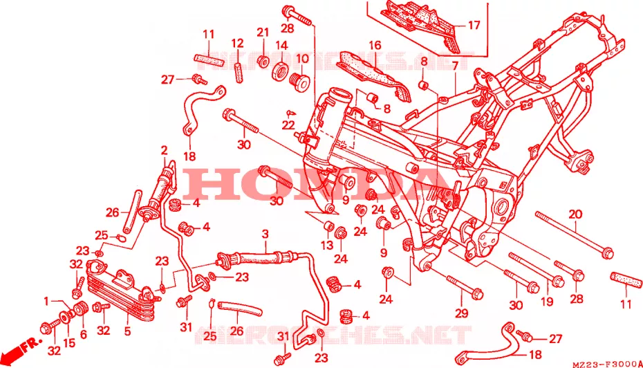 CADRE - RADIATEUR D'HUILE Honda MOTO 1000 CBR 1993  CBR1000FP