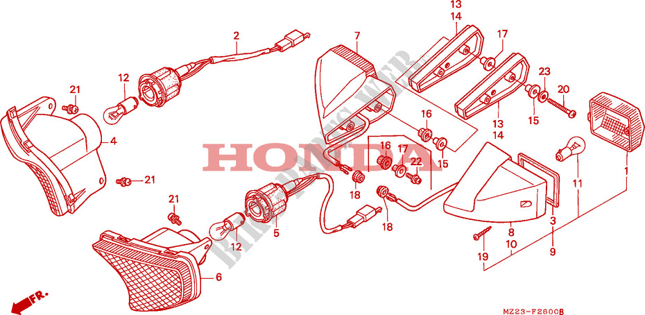 CLIGNOTANT pour Honda CBR 1000 DUAL CBS 1995