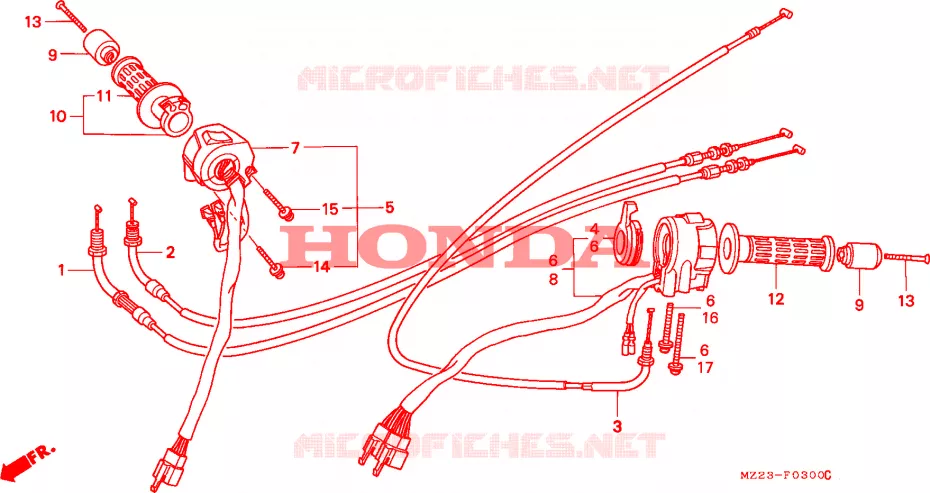 COMMODO - LEVIER - CABLE Honda MOTO 1000 CBR 1995  CBR1000FS