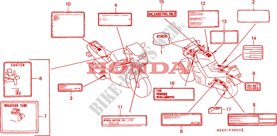 ETIQUETTE DE PRECAUTIONS pour Honda CBR 1000 DUAL CBS 1995