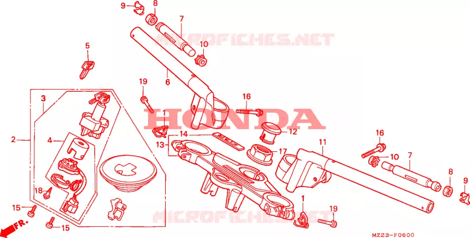 GUIDON - TE DE FOURCHE Honda MOTO 1000 CBR 2000  CBR1000FX