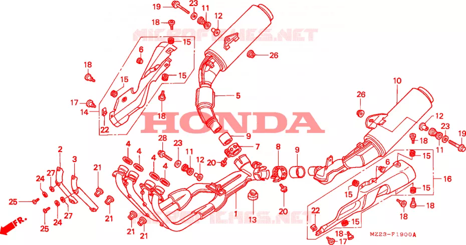 SILENCIEUX D'ECHAPPEMENT Honda MOTO 1000 CBR 1996  CBR1000FT