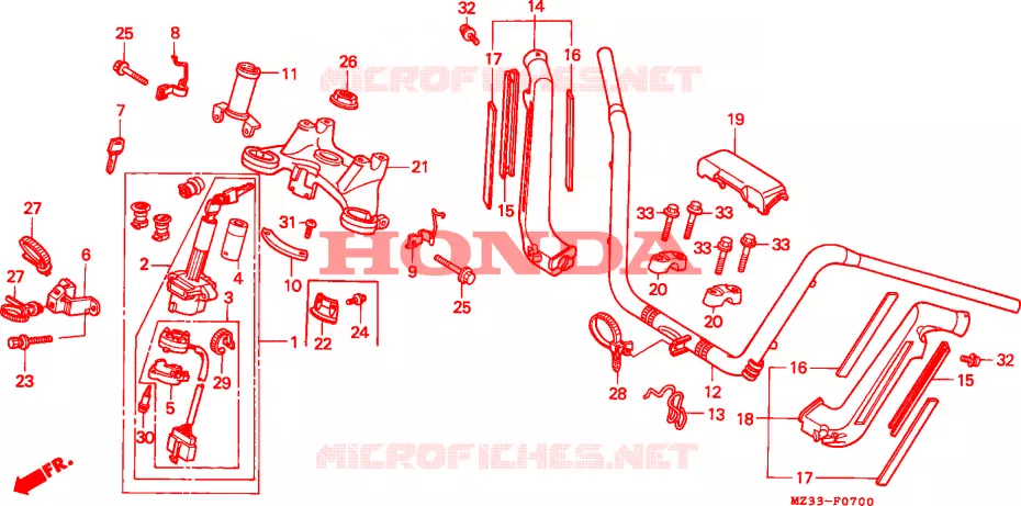 GUIDON - TE DE FOURCHE Honda MOTO 1500 GOLD-WING 1996  GL1500AT