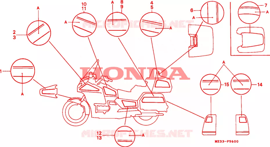 RAYURE  Honda MOTO 1500 GOLD-WING 1994  GL1500SER